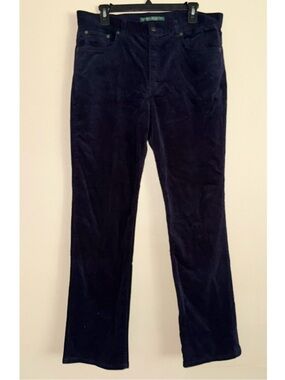Y2K Lauren Jeans Co. Ralph Navy Blue Corduroy Classic Straight Pants Size 12 NWT